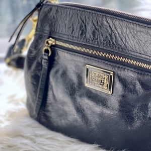 Black Coach Crossbody Purse with Gold Hardware